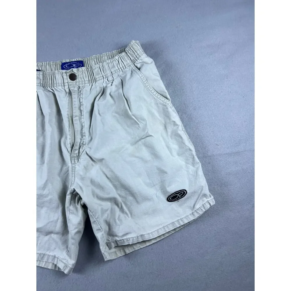 VINTAGE OP Ocean Pacific Tan Shorts Large Cotton Elastic Waist 90's